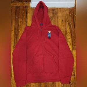 Polo Ralph Lauren Big Teddy Bear Zip Up Hoodie Red XL